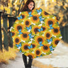 Blue Butterfly Sunflower Pattern Print Foldable Umbrella