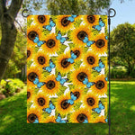 Blue Butterfly Sunflower Pattern Print Garden Flag