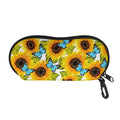 Blue Butterfly Sunflower Pattern Print Glasses Case