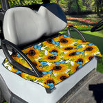 Blue Butterfly Sunflower Pattern Print Golf Cart Seat Cover