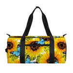 Blue Butterfly Sunflower Pattern Print Gym Bag