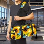 Blue Butterfly Sunflower Pattern Print Gym Bag