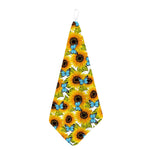 Blue Butterfly Sunflower Pattern Print Hand Towel