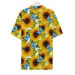 Blue Butterfly Sunflower Pattern Print Hawaiian Shirt