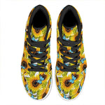 Blue Butterfly Sunflower Pattern Print High Top Leather Sneakers