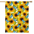 Blue Butterfly Sunflower Pattern Print House Flag