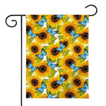 Blue Butterfly Sunflower Pattern Print House Flag