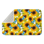 Blue Butterfly Sunflower Pattern Print Indoor Door Mat