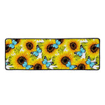 Blue Butterfly Sunflower Pattern Print Long Kitchen Mat