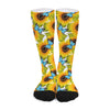 Blue Butterfly Sunflower Pattern Print Long Socks