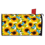 Blue Butterfly Sunflower Pattern Print Mailbox Cover