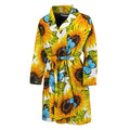 Blue Butterfly Sunflower Pattern Print Men's Bathrobe