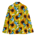 Blue Butterfly Sunflower Pattern Print Men's Blazer