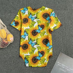 Blue Butterfly Sunflower Pattern Print Men's Bodysuit