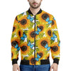 Blue Butterfly Sunflower Pattern Print Men's Bomber Jacket
