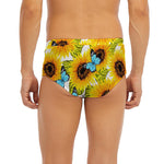 Blue Butterfly Sunflower Pattern Print Men's Briefs