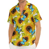 Blue Butterfly Sunflower Pattern Print Men's Deep V-Neck Shirt