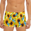 Blue Butterfly Sunflower Pattern Print Men's Short Boxer Briefs