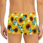 Blue Butterfly Sunflower Pattern Print Men's Short Boxer Briefs