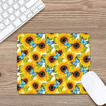 Blue Butterfly Sunflower Pattern Print Mouse Pad