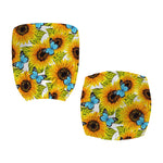 Blue Butterfly Sunflower Pattern Print Office Chair Cover