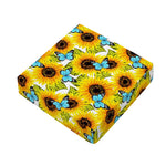 Blue Butterfly Sunflower Pattern Print Outdoor Seat Cushion Cover