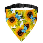 Blue Butterfly Sunflower Pattern Print Over The Collar Dog Bandana