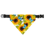 Blue Butterfly Sunflower Pattern Print Over The Collar Dog Bandana