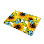 Blue Butterfly Sunflower Pattern Print Pet Cooling Mat Cover
