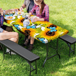 Blue Butterfly Sunflower Pattern Print Picnic Table Cover
