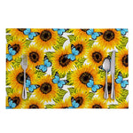 Blue Butterfly Sunflower Pattern Print Placemat
