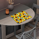 Blue Butterfly Sunflower Pattern Print Placemat