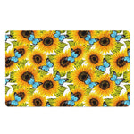 Blue Butterfly Sunflower Pattern Print Polyester Doormat