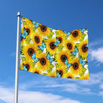 Blue Butterfly Sunflower Pattern Print Polyester Flag