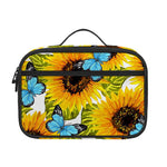 Blue Butterfly Sunflower Pattern Print Portable Lunch Bag