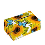Blue Butterfly Sunflower Pattern Print Rectangle Tissue Box Cover