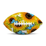 Blue Butterfly Sunflower Pattern Print Rugby Ball