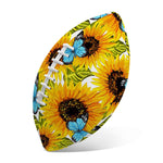 Blue Butterfly Sunflower Pattern Print Rugby Ball
