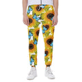 Blue Butterfly Sunflower Pattern Print Joggers