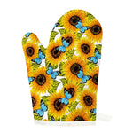 Blue Butterfly Sunflower Pattern Print Single Oven Mitt