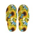 Blue Butterfly Sunflower Pattern Print Slippers