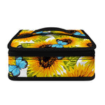 Blue Butterfly Sunflower Pattern Print Small Lunch Bag