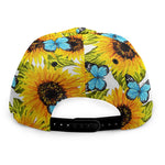 Blue Butterfly Sunflower Pattern Print Snapback Cap