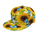 Blue Butterfly Sunflower Pattern Print Snapback Cap