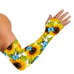 Blue Butterfly Sunflower Pattern Print Sun Protection Arm Sleeves