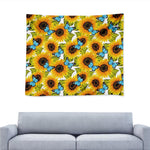 Blue Butterfly Sunflower Pattern Print Tapestry