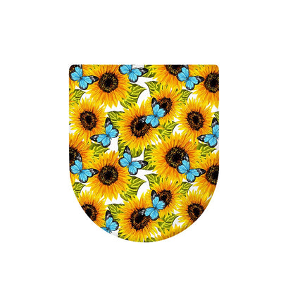 Blue Butterfly Sunflower Pattern Print Toilet Lid Cover