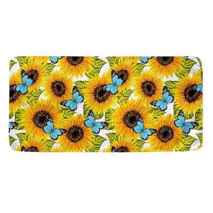 Blue Butterfly Sunflower Pattern Print Towel
