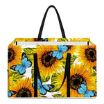 Blue Butterfly Sunflower Pattern Print Utility Tote Bag