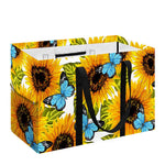 Blue Butterfly Sunflower Pattern Print Utility Tote Bag